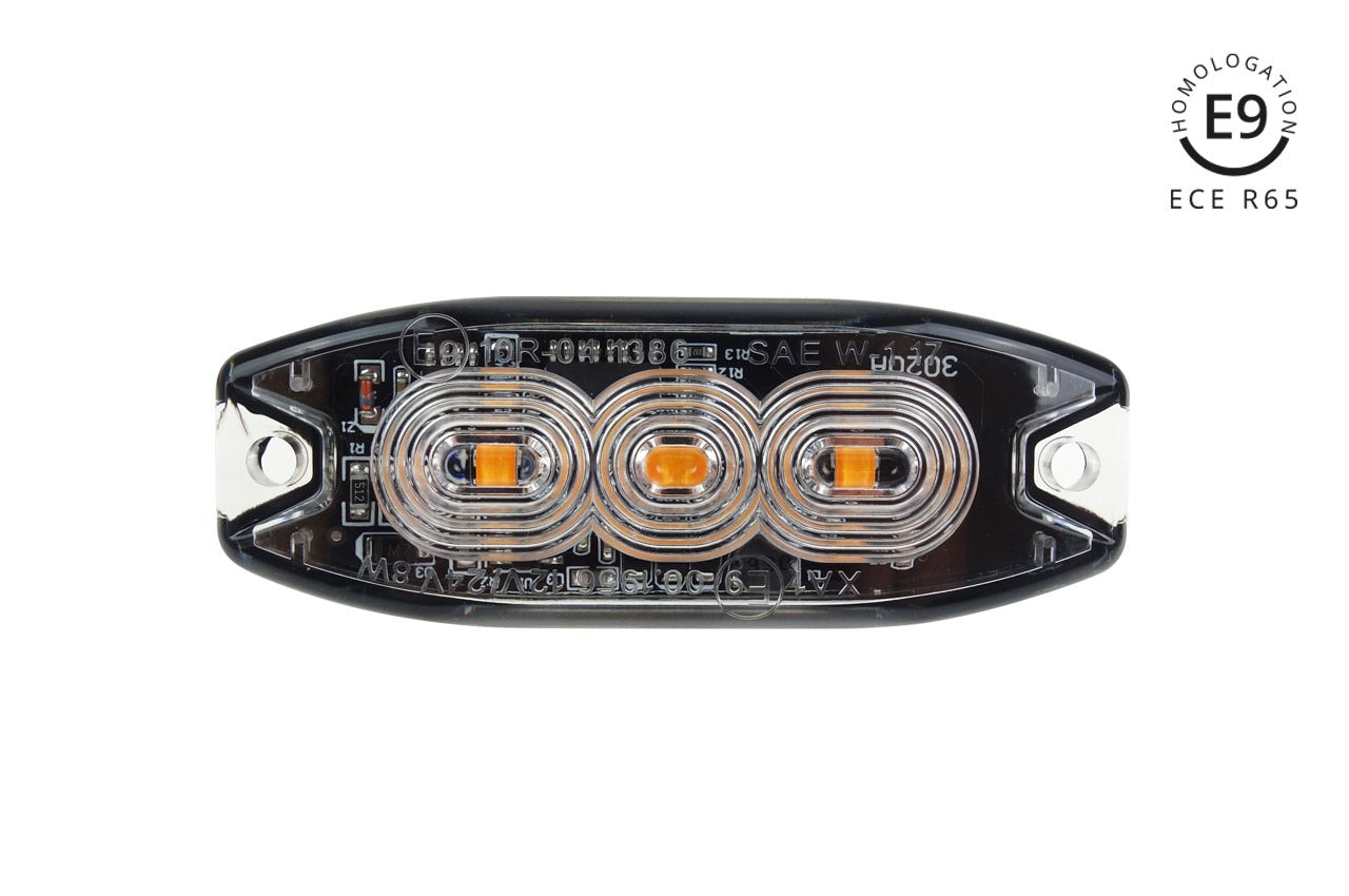 LED flitser - R65 - 19 flits patronen - 3-LED - Oranje - 12-24 Volt - IP67 LED flitser - R65 - 19 flits patronen - 3-LED - Oranje - 12-24 Volt - IP67